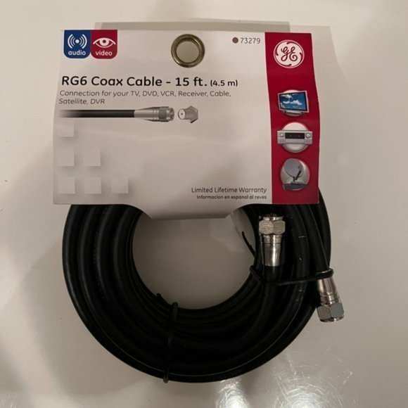 ChatGPT said:  New GE RG6 Coaxial Cable 15 ft (4.5m) (x) - Picture 3 of 3